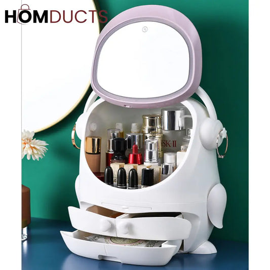 Desktop Cosmetic Storage Box With Led Mirror