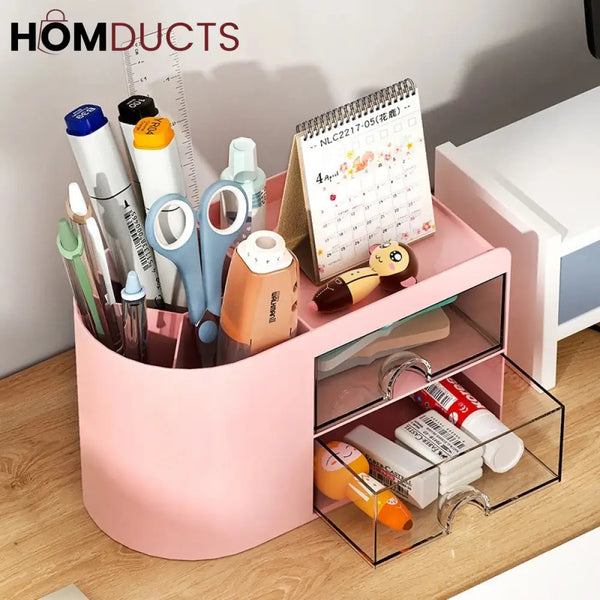 Desktop Stationery Organizer With Drawer