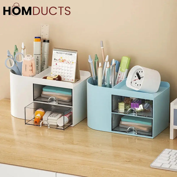 Desktop Stationery Organizer With Drawer