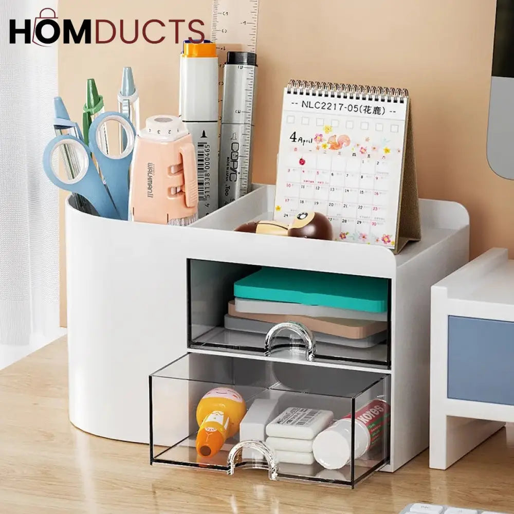 Desktop Stationery Organizer With Drawer