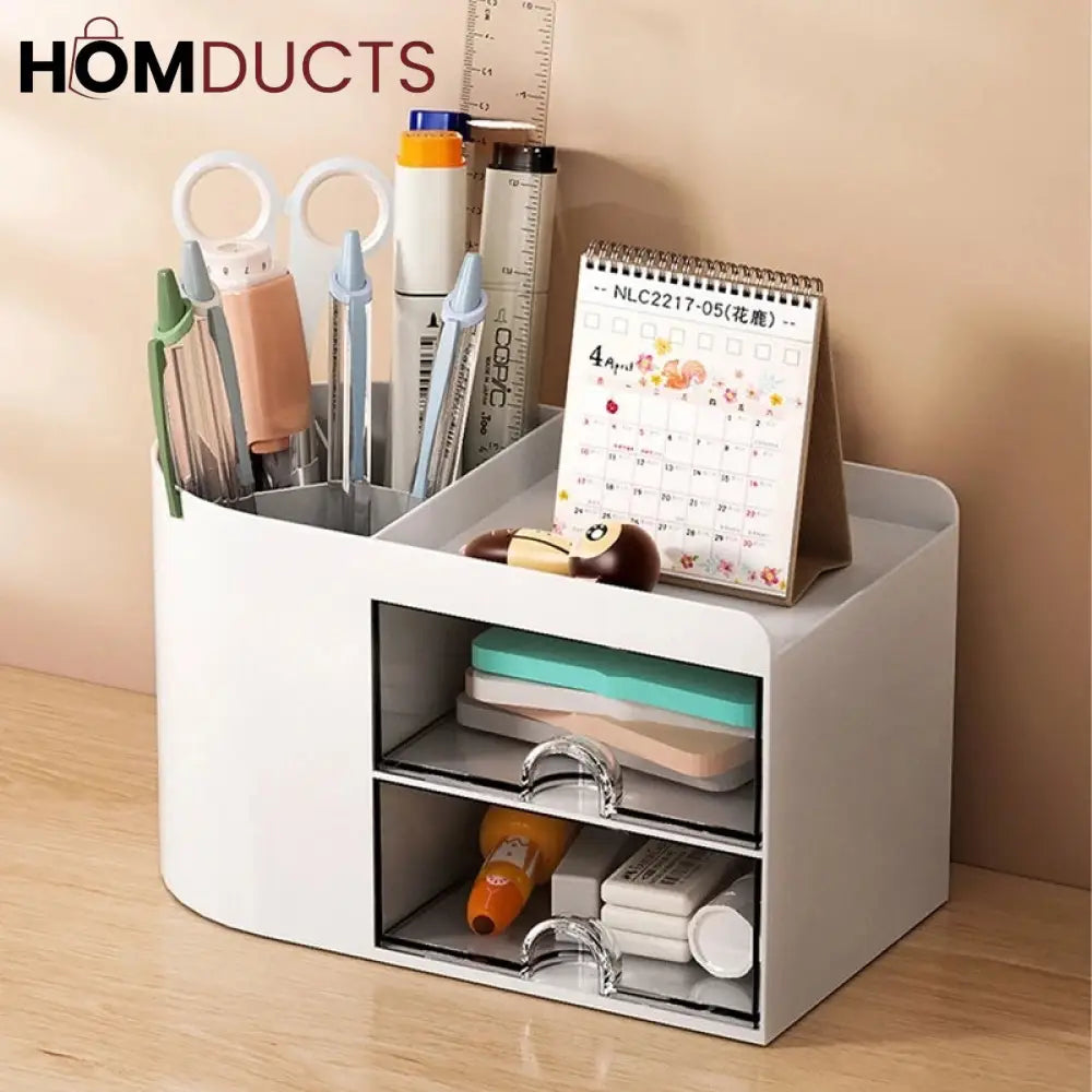 Desktop Stationery Organizer With Drawer