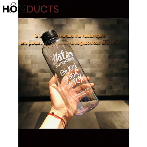 Handa Detox Clear Glass Bottle 1000ML with Protective Cover - Stay Hydrated & Healthy