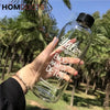 Handa Detox Clear Glass Bottle 1000ML with Protective Cover - Stay Hydrated & Healthy
