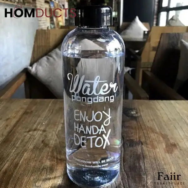 Handa Detox Clear Glass Bottle 1000ML with Protective Cover - Stay Hydrated & Healthy