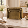 Luxury Diamond-Cut Rectangular Serving Tray Set – 3 Pcs