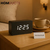 Digital Wooden LED Alarm Clock – Minimalist Nightstand Display
