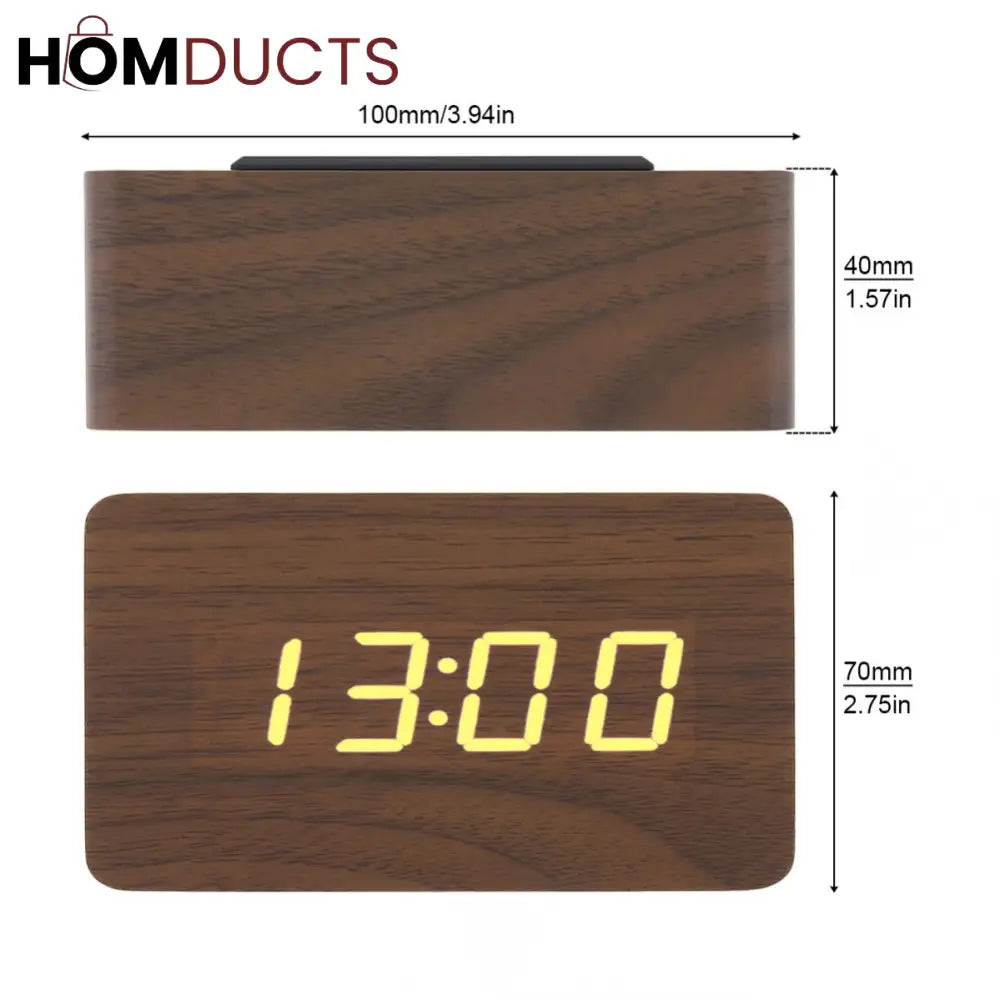 Digital Wooden LED Alarm Clock – Minimalist Nightstand Display