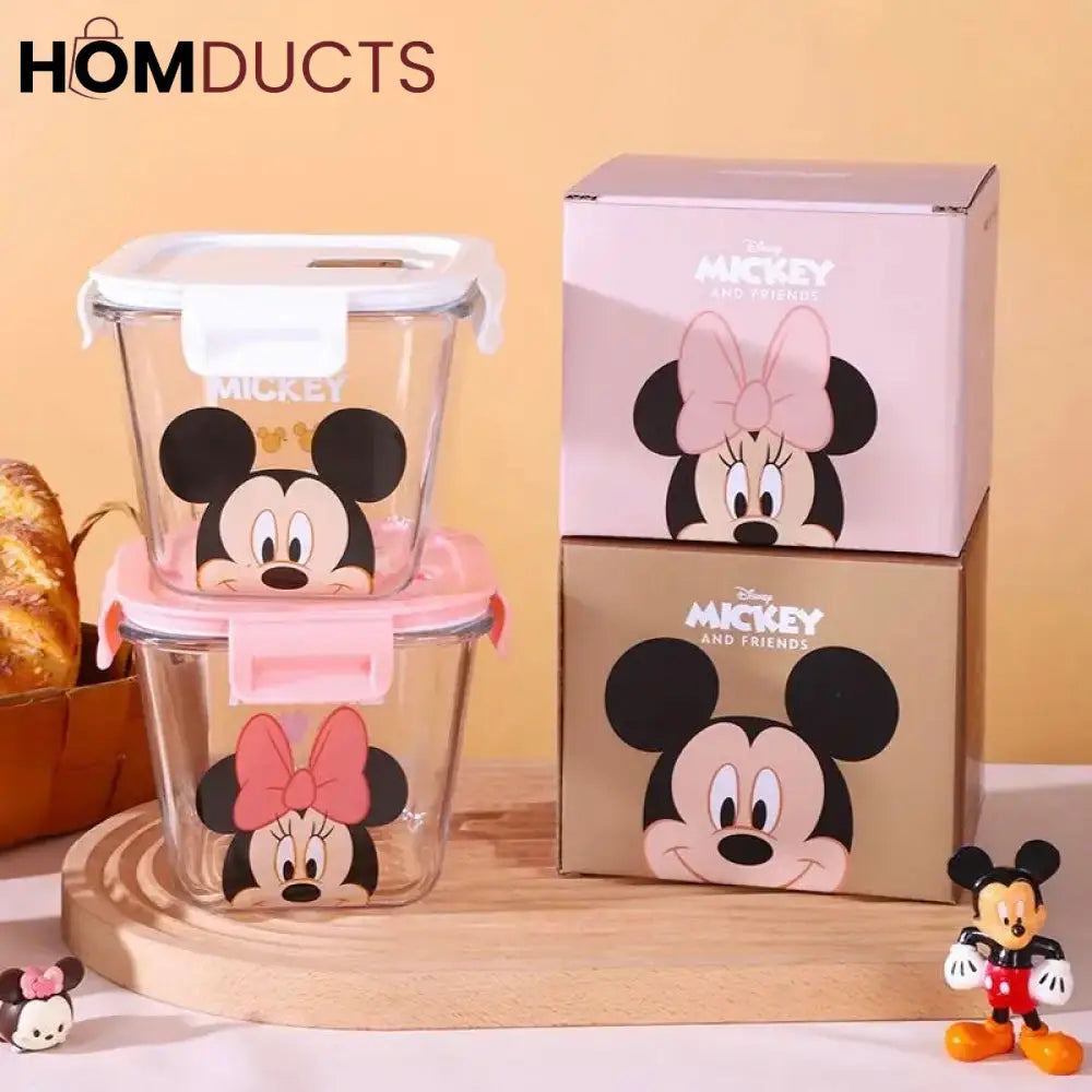 Disney Mickey & Friends 900ML Glass Food Storage Container - Airtight Seal