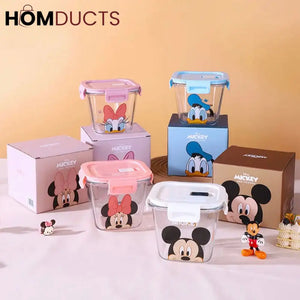 Disney Mickey & Friends 900ML Glass Food Storage Container - Airtight Seal