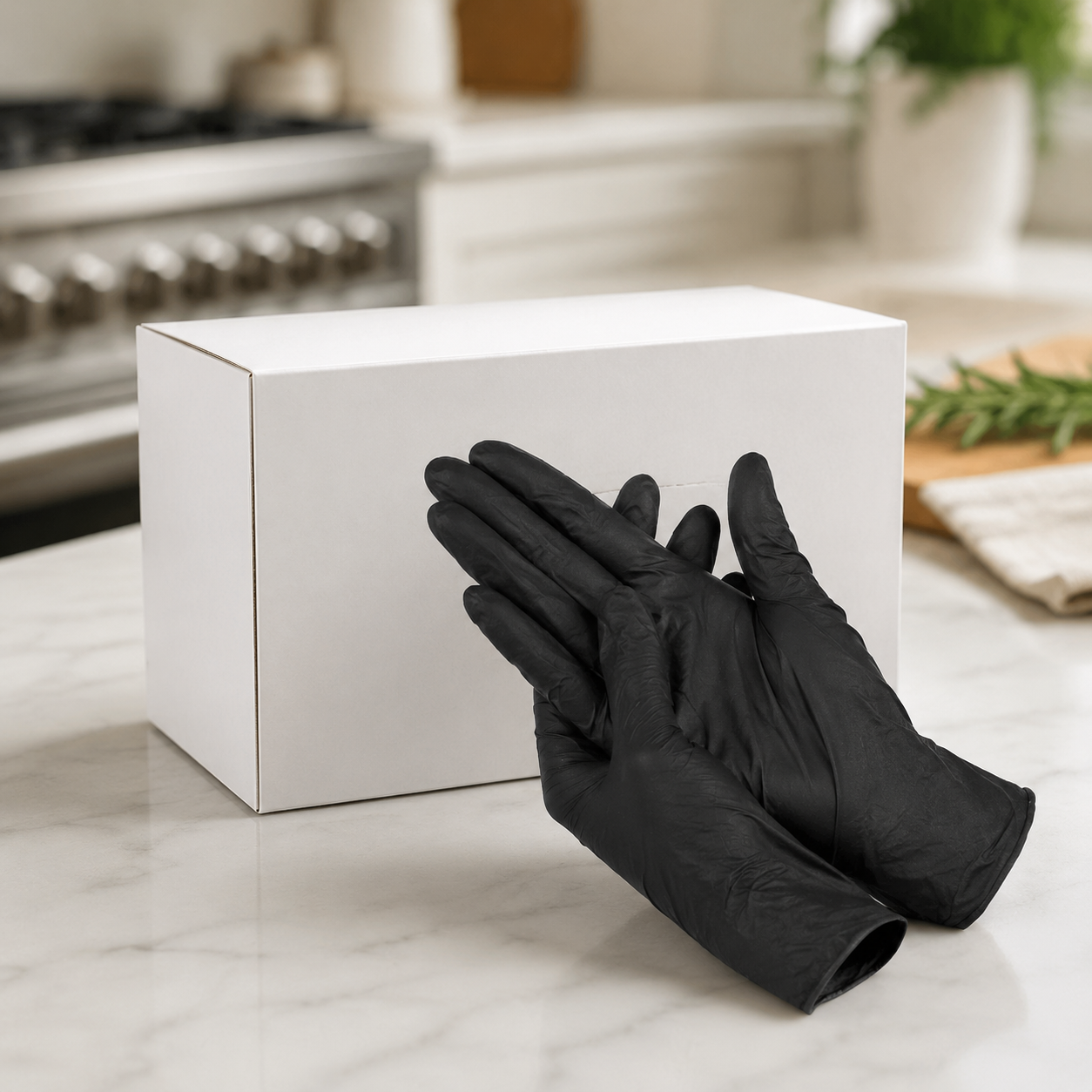 100-piece disposable black gloves pack in large size