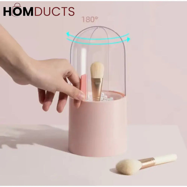 Dome Makeup Brush Holder – Dustproof Acrylic Organizer for Vanity & Travel