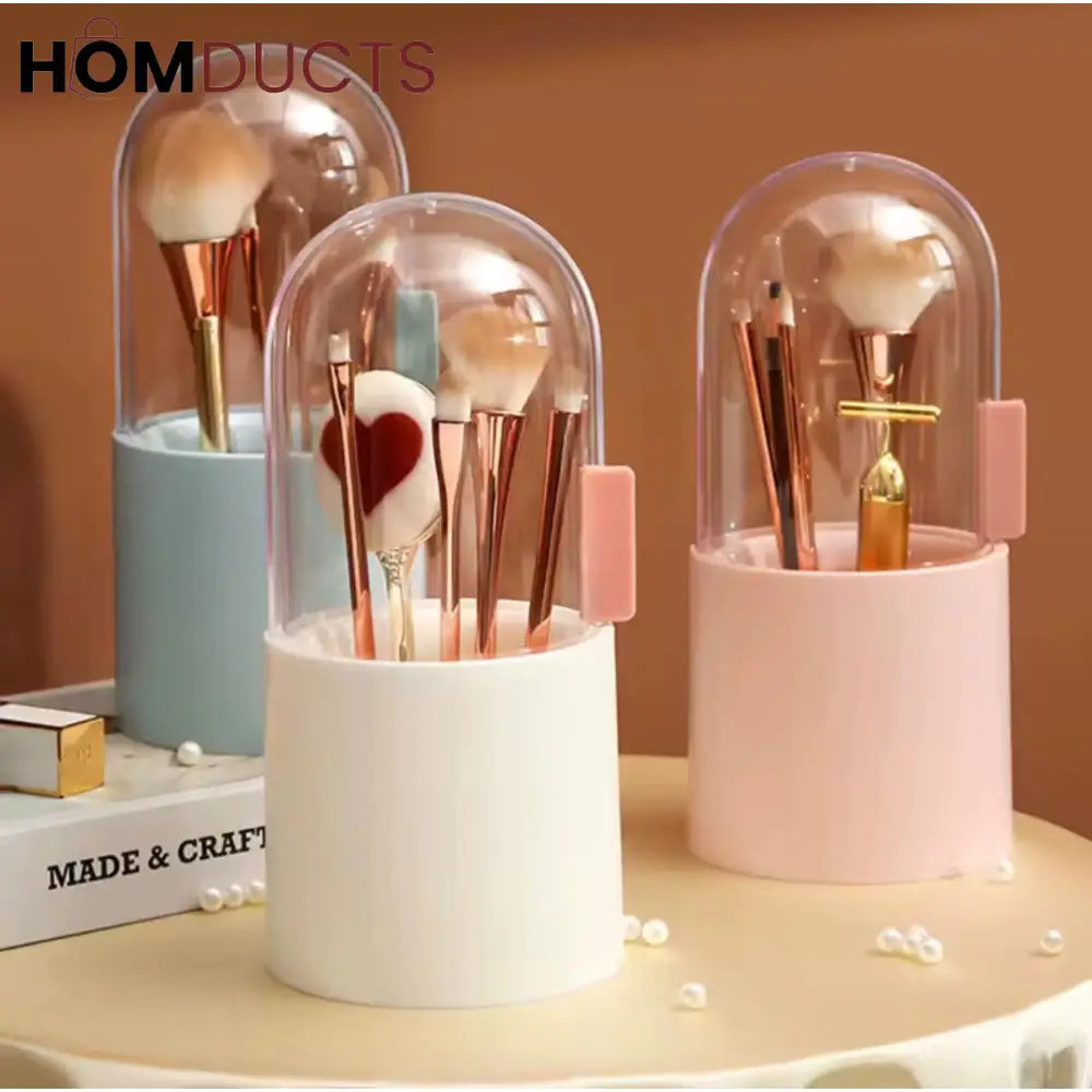 Dome Makeup Brush Holder – Dustproof Acrylic Organizer for Vanity & Travel