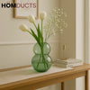 Double Bubble Green Glass Flower Vase – Modern Entryway Décor