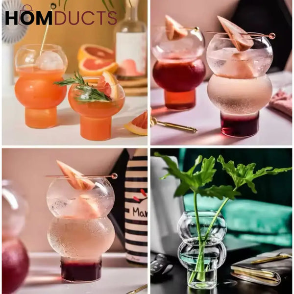 Double-Bulb Glass Coffee Mug - Unique Iced Coffee Cup