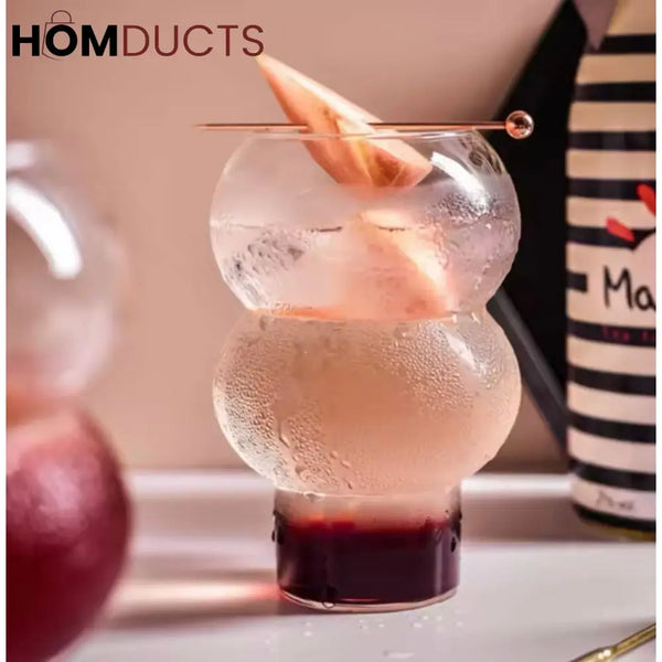 Double-Bulb Glass Coffee Mug - Unique Iced Coffee Cup