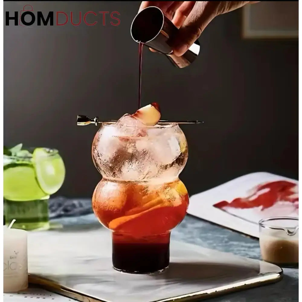 Double-Bulb Glass Coffee Mug - Unique Iced Coffee Cup