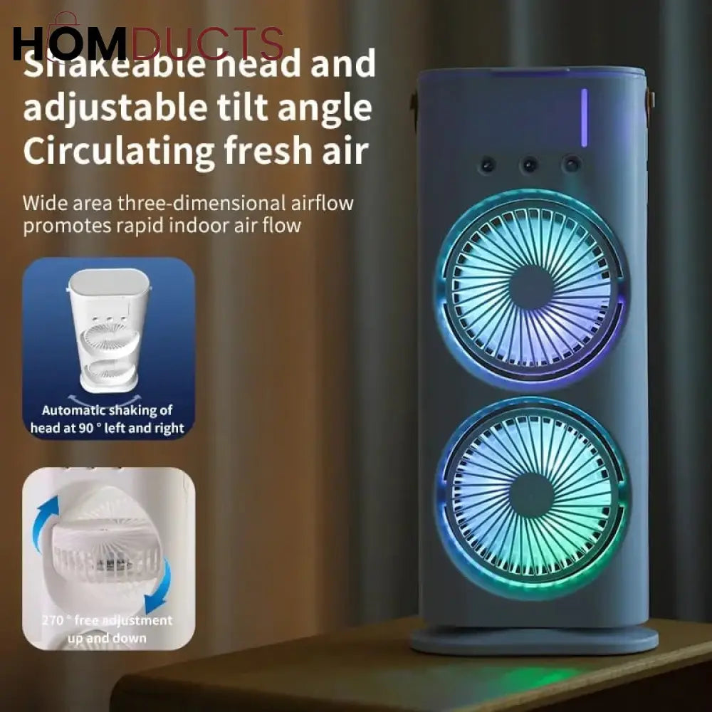 Double Headed Rechargeable Mist Fan