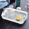 Double-Layer Dish Drying Rack with Drain Tray - Space-Saving Kitchen Organizer
