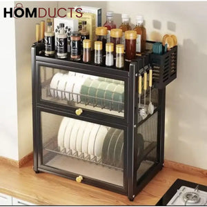Double Layer Dustproof Kitchen Dish Drying Rack