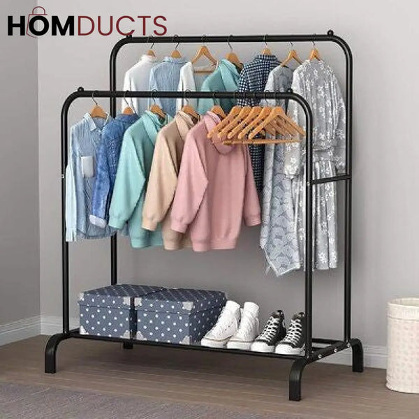 Double Pole Metal Cloth Stand