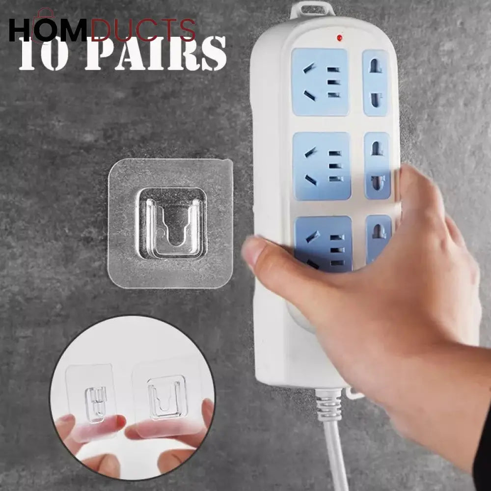 Double Sided Adhesive Wall Hooks (10 Pcs Pack)