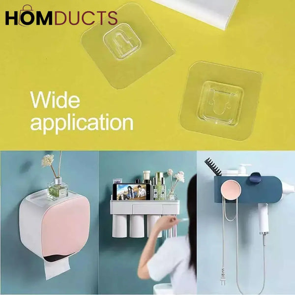 Double Sided Adhesive Wall Hooks (10 Pcs Pack)