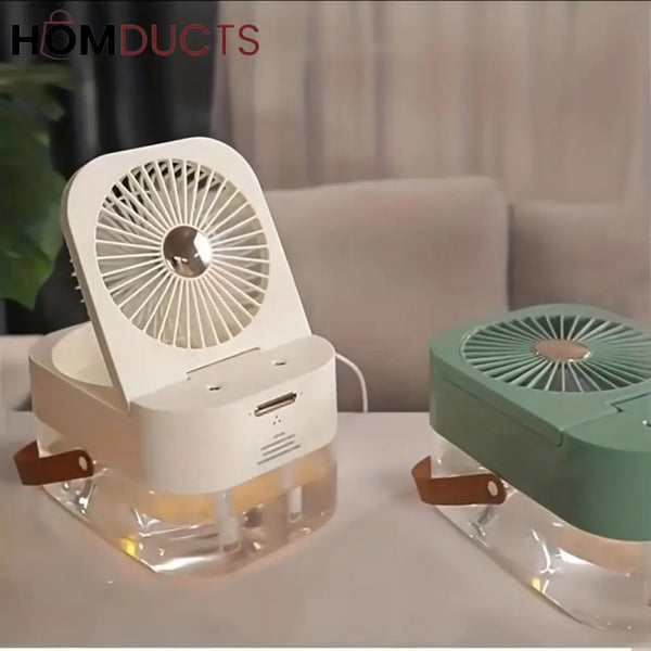 Double Spray Portable Humidifier Fan With Lamp