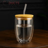 Double-Wall Glass Tumbler with Bamboo Lid & Glass Straw – 350ml