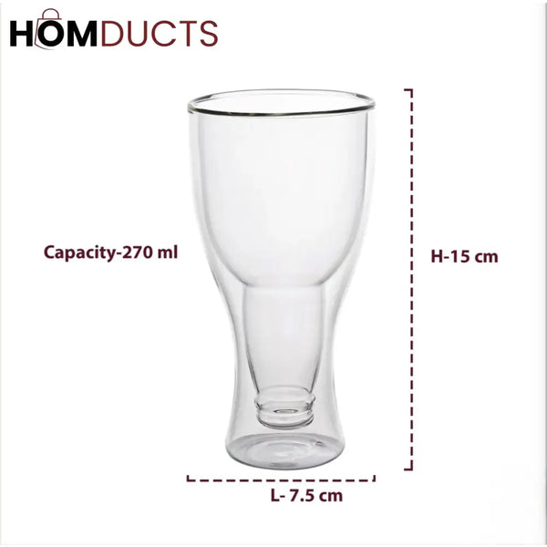 Double-Walled Insulated Glass Tumbler for Cold Drinks - Keeps Beverages Refreshing