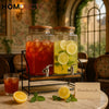 Dual-Chamber Glass Beverage Dispenser Set with Stand – Iced Tea & Lemonade Server