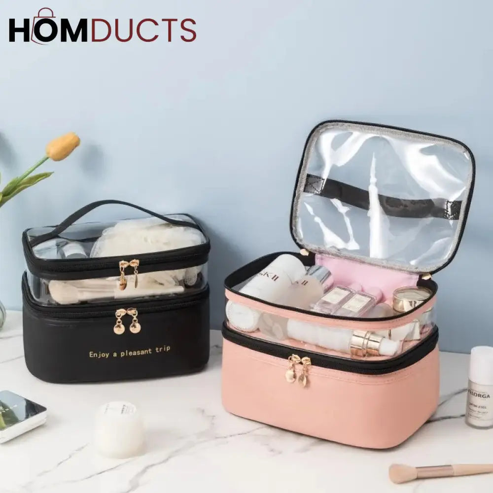 Dual Compartment Cosmetic Bag