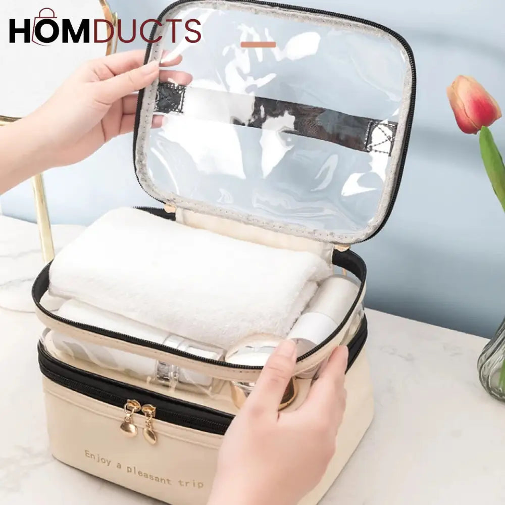 Dual Compartment Cosmetic Bag