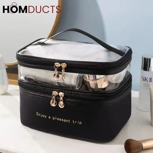 Dual Compartment Cosmetic Bag