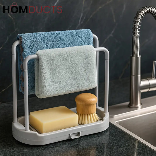 Dual-Layer Sink Caddy Organizer – Towel & Brush Holder