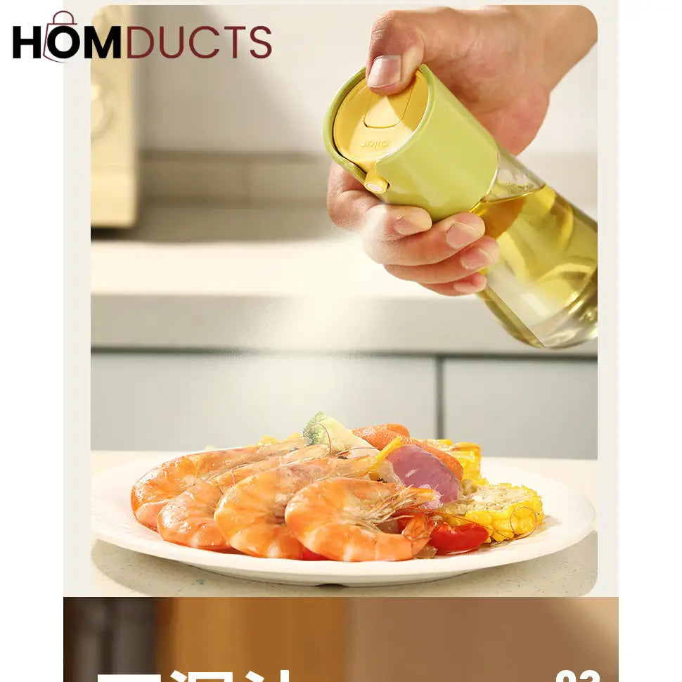 Dual Oil Dispensing And Spray Bottle