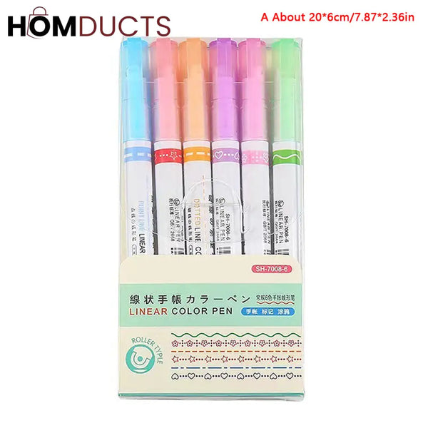 Dual Tip Highlighter + Pen 6Pcs