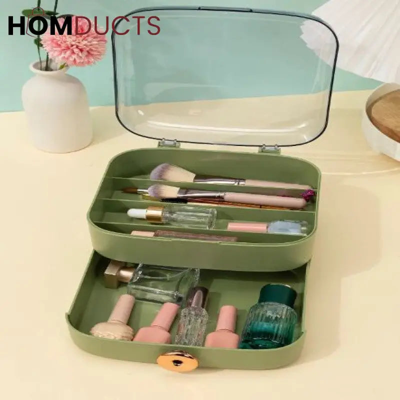 Dustproof Cosmetic Display Case with Drawers - Makeup Organizer Box