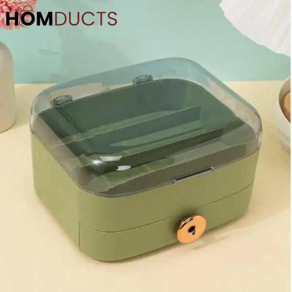 Dustproof Cosmetic Display Case with Drawers - Makeup Organizer Box