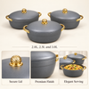 EC 200 Premium 3-Piece Hot Pot Set – Silver Textured Handle features and capacity details