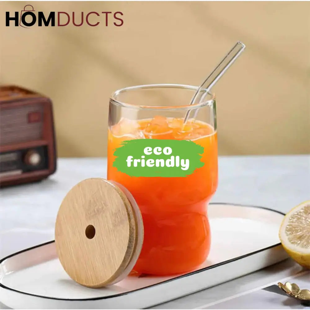 Eco-Chic Straw Glass Tumbler: Sustainable Hydration with Bamboo Lid Plain Water Bottles