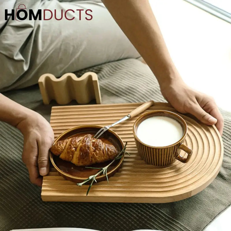 Eco-Friendly Bamboo Groove Serving Tray – Oval Design