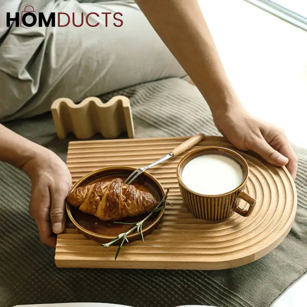 Eco-Friendly Bamboo Groove Serving Tray – Oval Design