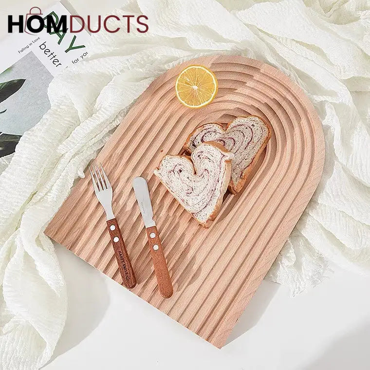 Eco-Friendly Bamboo Groove Serving Tray – Oval Design