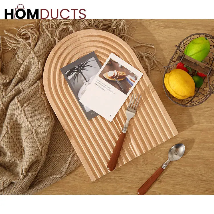 Eco-Friendly Bamboo Groove Serving Tray – Oval Design