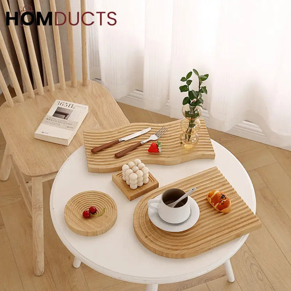Eco-Friendly Bamboo Groove Serving Tray – Oval Design