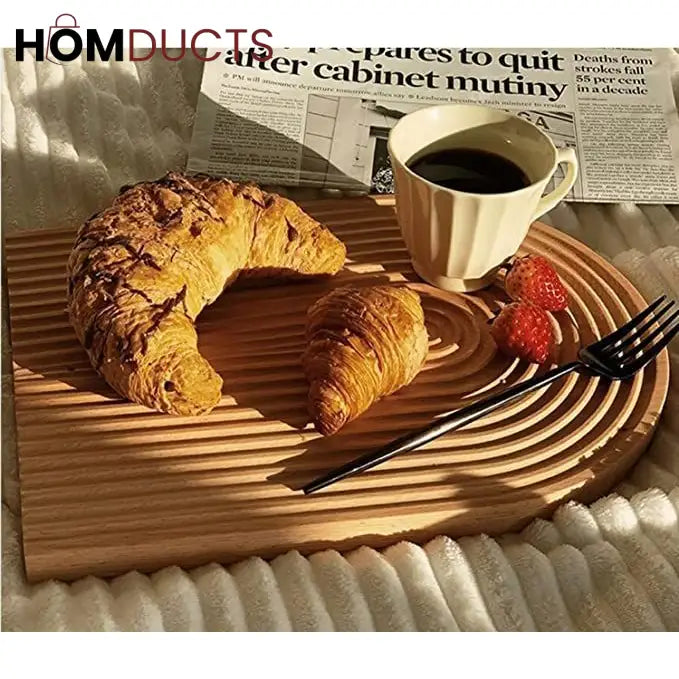 Eco-Friendly Bamboo Groove Serving Tray – Oval Design