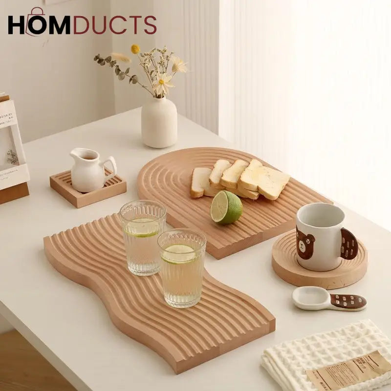 Eco-Friendly Bamboo Groove Serving Tray – Oval Design