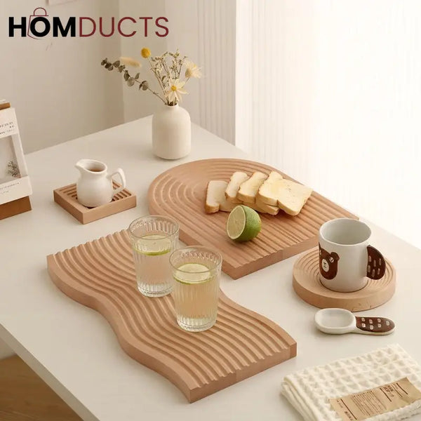 Eco-Friendly Bamboo Groove Serving Tray – Oval Design