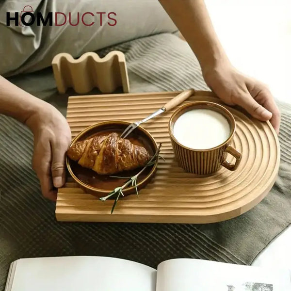 Eco-Friendly Bamboo Groove Serving Tray – Oval Design