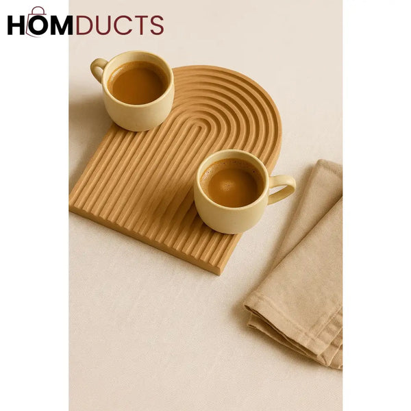 Eco-Friendly Bamboo Groove Serving Tray – Oval Design